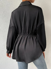Drop Shoulder Chain Detail Curved Hem Shirt